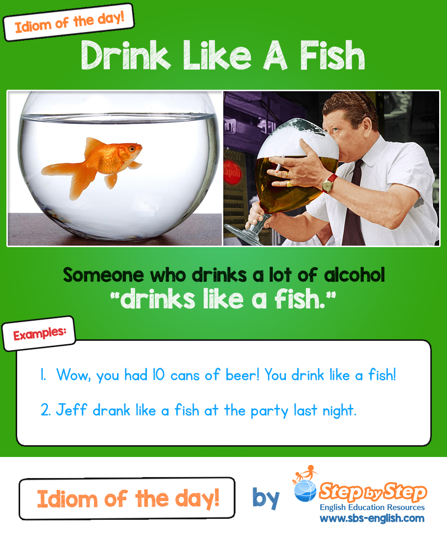Drink Like A Fish | English Idiom of the Day | Step by Step EFL ESL