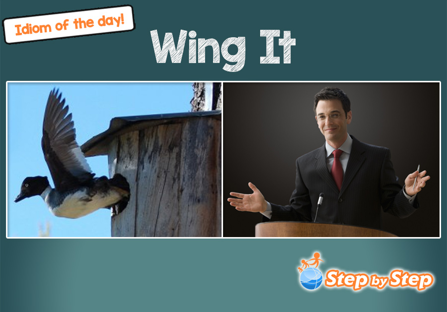 Wing It idiom of the day ESL EFL picture